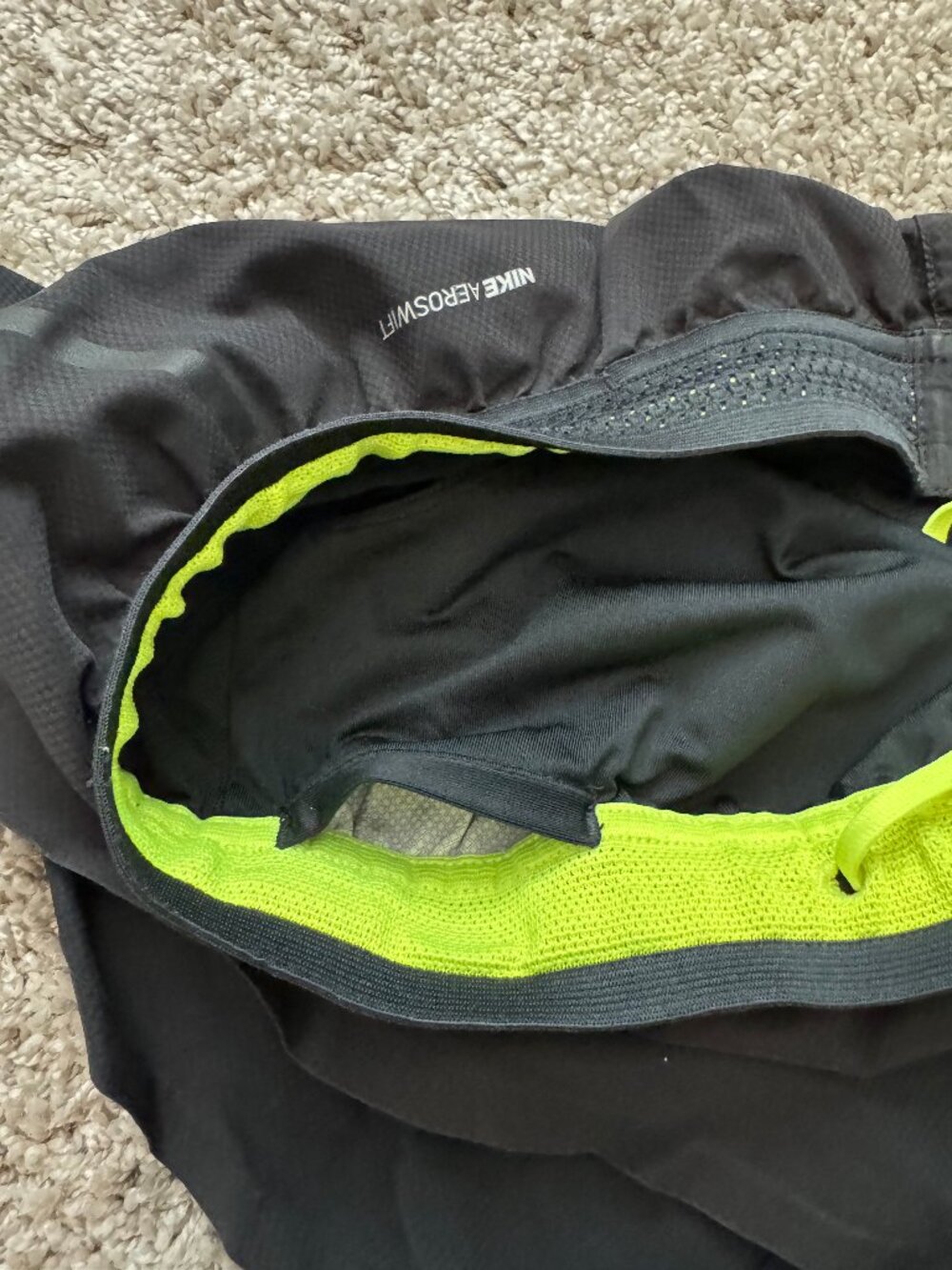 Nike Mens Black/Green 2-inch Aeroswift Split Shorts Running Size M - Picture 3 of 5